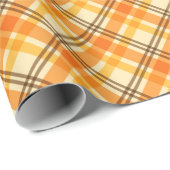 Papier Cadeau Orange Plaid   Wrapping Paper (Coin rond)