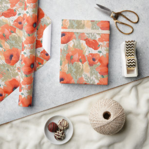 Papier Cadeau Orange Poppy Meadow