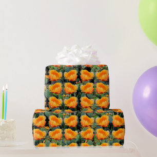 Papier Cadeau Orange Prickly Pear Opuntia Cactus Flower Design