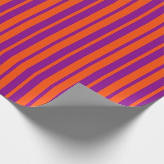 Papier Cadeau Orange Purple Stylish Stripes Pattern Design  (Coin)