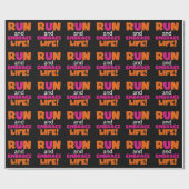 Papier Cadeau Orange Rose Texte Fitness Runner Marathon (Plat)