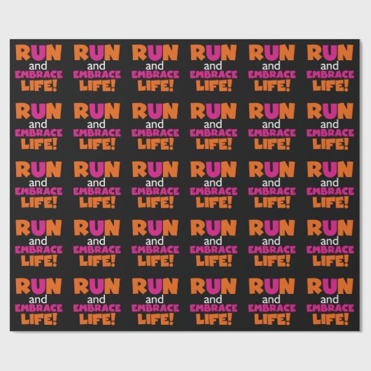 Papier Cadeau Orange Rose Texte Fitness Runner Marathon (Plat)