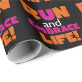 Papier Cadeau Orange Rose Texte Fitness Runner Marathon (Coin rond)