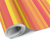Papier Cadeau Orange rouge jaune rayures (Coin rond)