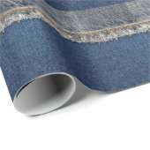 Papier Cadeau Orange Stitch, Double Denim Patch. (Coin rond)