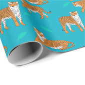 Papier Cadeau Orange Tigers (Coin rond)