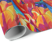 Papier Cadeau Orange Tulips aquarelle art peinture de fleurs (Coin rond)