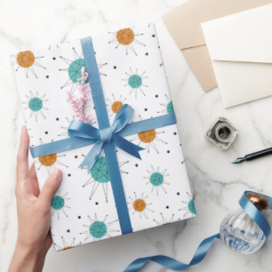 Papier Cadeau Orange Turquoise Franciscan Starburst milieu du si