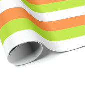 Papier Cadeau Orange, vert de chaux et rayures de blanc (Coin rond)