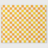 Papier Cadeau Orange White Yellow Checkered Pattern Design  (Plat)