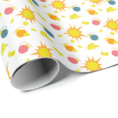 Papier Cadeau Orange Yellow Suns Yellow Lemons (Coin rond)