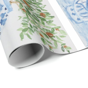 Papier Cadeau Oranger de jarre peint à la main