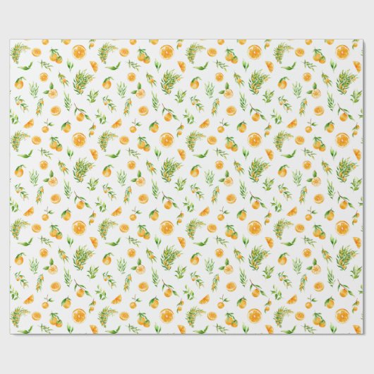 Papier Cadeau Oranges and Foliage Pattern (Plat)