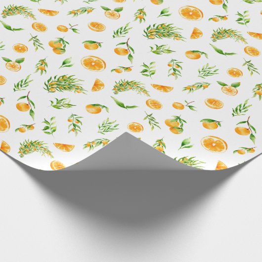 Papier Cadeau Oranges and Foliage Pattern (Coin)