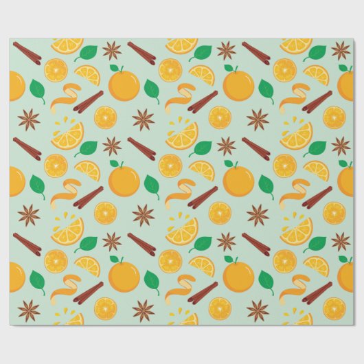 Papier Cadeau Oranges automnales Automne Cinnelle inaltérable Th (Plat)