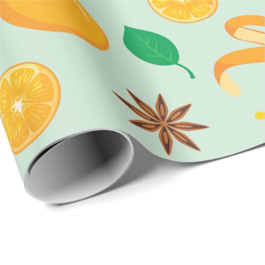 Papier Cadeau Oranges automnales Automne Cinnelle inaltérable Th (Coin rond)