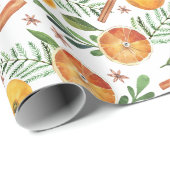 Papier Cadeau Oranges & Cannelle de Fêtes (Coin rond)