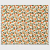 Papier Cadeau Oranges d'aquarelle et branches en fleurs Motif (Plat)
