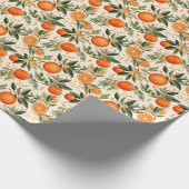 Papier Cadeau Oranges d'aquarelle et branches en fleurs Motif (Coin)