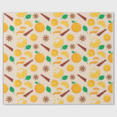 Papier Cadeau Oranges d'automne et bâtonnets de cannelle Automne (Plat)