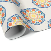 Papier Cadeau Oranges Et Citrons Été De La Mer Égée Pois (Coin rond)