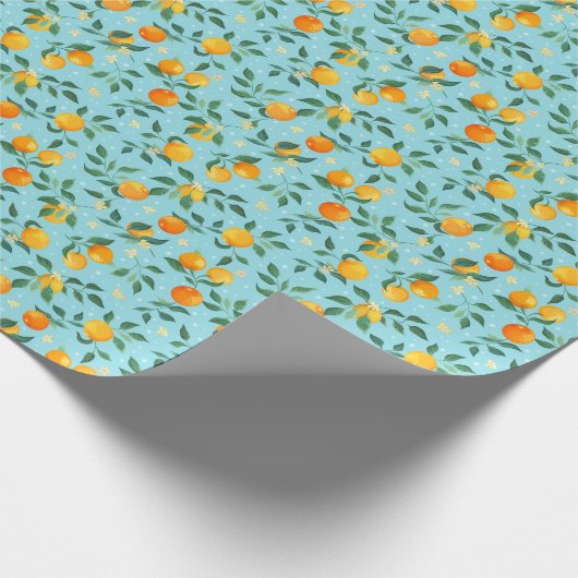 Papier Cadeau Oranges, fleurs : textile sans couture motif. (Coin)