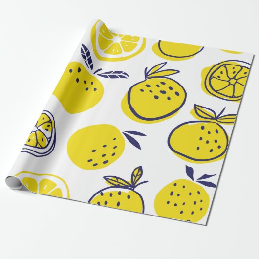 Papier Cadeau Oranges fruits sans couture motif (Déroulé)