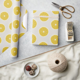 Papier Cadeau Oranges modernes Motif gris jaune