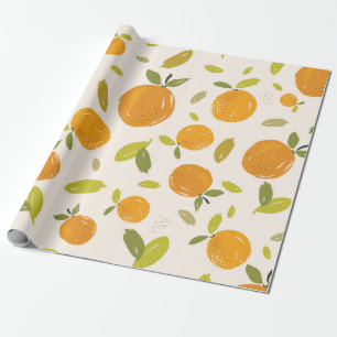 Papier Cadeau Oranges peintes à la main fruit sans couture desi