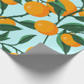 Papier Cadeau oranges sur branches de feuilles sans soudure moti (Coin)