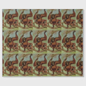 Papier Cadeau Orangoutans vintages sur un arbre (Plat)