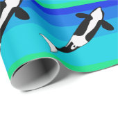 Papier Cadeau Orca Whale Ocean Blue (Coin rond)
