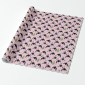 Papier Cadeau Orca Whale Wrapping Paper in Pink (Déroulé)