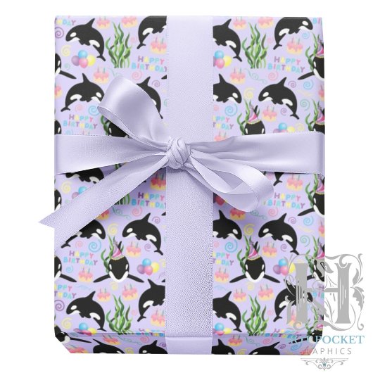 Papier Cadeau Orca Whale Wrapping Paper in Purple