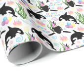 Papier Cadeau Orca Whale Wrapping Paper in White (Coin rond)