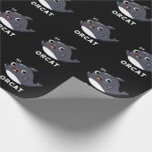 Papier Cadeau Orcat Funny Chat Orca Pun Dark BG (Coin)