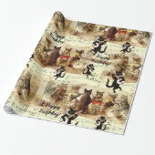 Papier Cadeau Orchestre de chats heureux d'anniversaire (Déroulé)