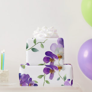 Papier Cadeau Orchidée à guirlande violette Élégante botanique f