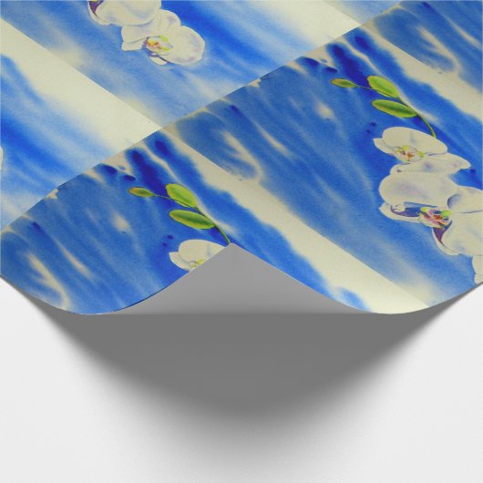 Papier Cadeau Orchidée Aquarelle peinture, brise, Nuages (Coin)