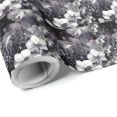 Papier Cadeau Orchidée blanche noire simple bande (Coin rond)