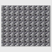 Papier Cadeau Orchidée blanche noire simple bande (Plat)