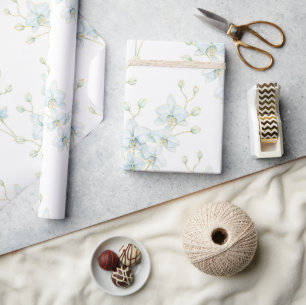 Papier Cadeau Orchidée bleue douce