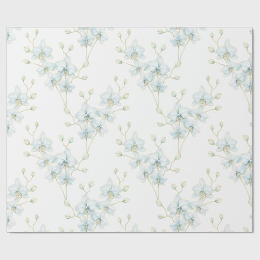 Papier Cadeau Orchidée bleue douce (Plat)