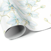 Papier Cadeau Orchidée bleue douce (Coin rond)