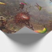 Papier Cadeau Orchidée de Cattleya et trois colibris par Heade (Coin)