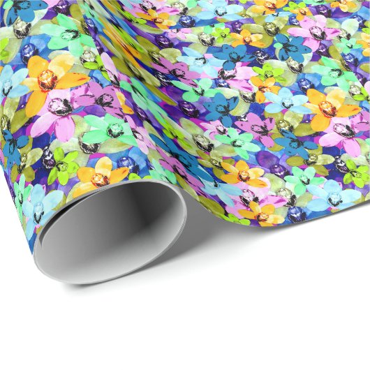 Papier Cadeau Orchidée Extravaganza Aquarelle, Papier enveloppan (Coin rond)