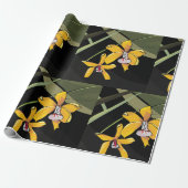 Papier Cadeau Orchidée jaune Fleur tropicale Botanique (Déroulé)