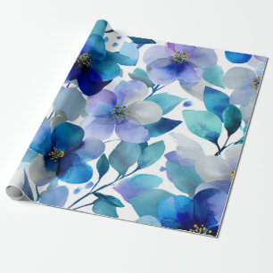 Papier Cadeau Orchidée Mystique Bleue Élégante Florale Botanique