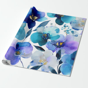 Papier Cadeau Orchidée Mystique Bleue Élégante Florale Botanique