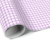 Papier Cadeau Orchidée sur Treillis Violet - Blanc (Coin rond)